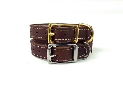 Dogcollar leather brown 2 cm wide