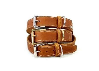 Cognac Leather collar 3 cm wide