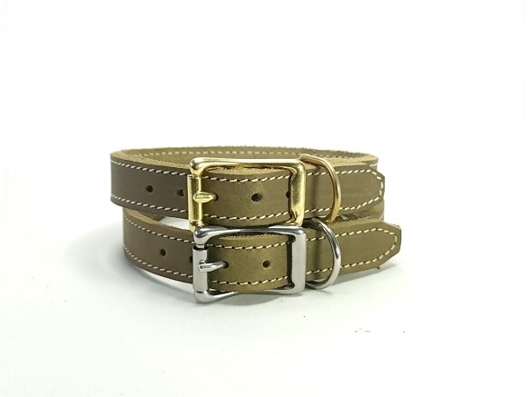 Olive leather collar 2 cm wide