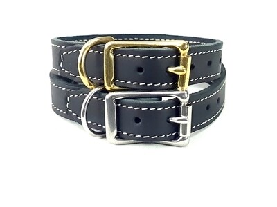 Leather collar black 2 cm wide