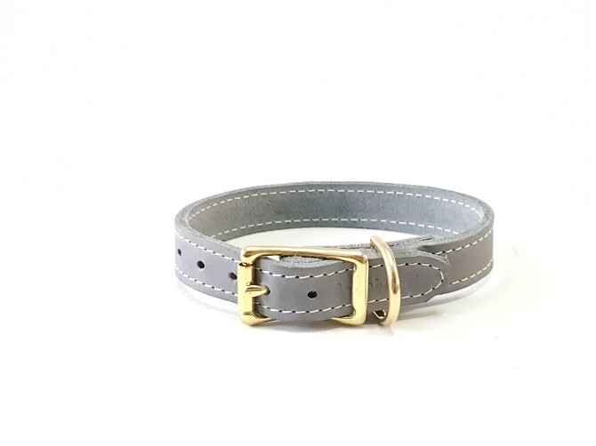 Dogcollar leather gray 2 cm wide