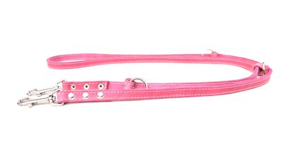 Leash oiled leather pink with cream stitching adjustable