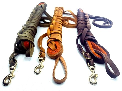 Tracking leash leather two-tone