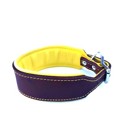 Greyhound leather collar, brown orange , 4.5 cm wide