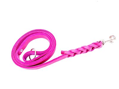 Kurze Hundeleine geflochten pink