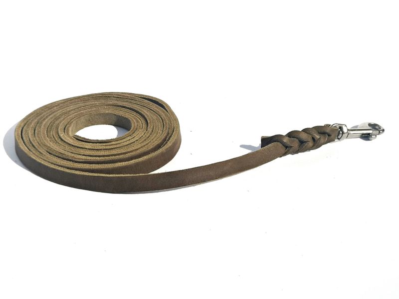 Schleppleine Leder oliv 3 m