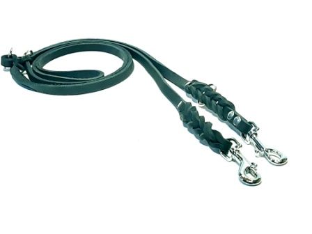 Leash oiled leather black small dog braided adjustable