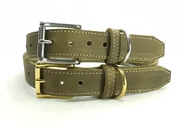 Olive leather collar 3 cm wide