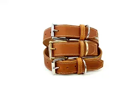 Cognac Leather collar 3 cm wide