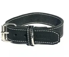 Leather collar black 3 cm wide