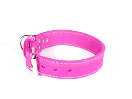 Leather collar pink 3 cm wide