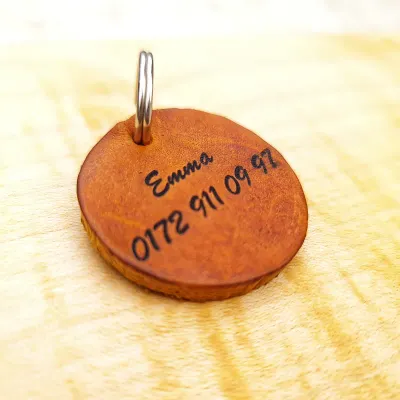 Leather dog tag customizable