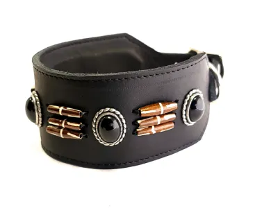 Greyhound collar | Canada | black | pearls orange Greyhound collar “Canada” black, black beads