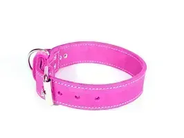 Leather collar pink | 3 cm wide