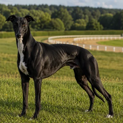 black Greyhound with white chest