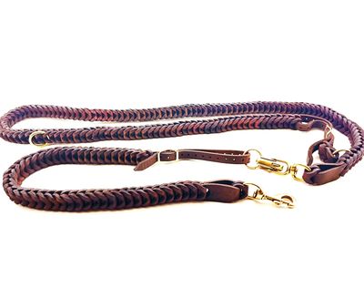 Luxury braided leather shoulder leash, 2.7 cm, brown Braided brown leather crossbody dog lead