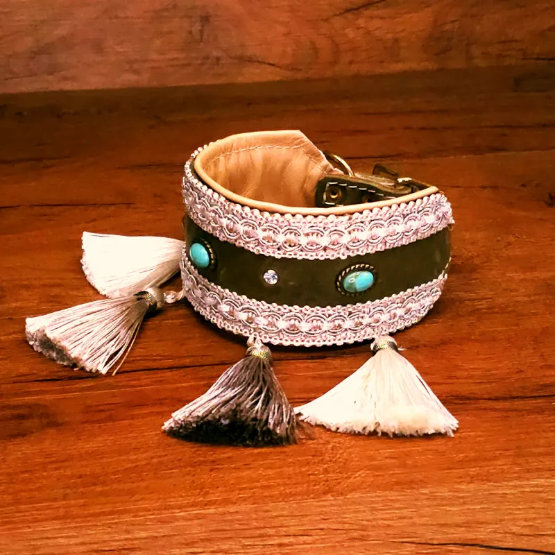 Windhundhalsband Touareg oliv