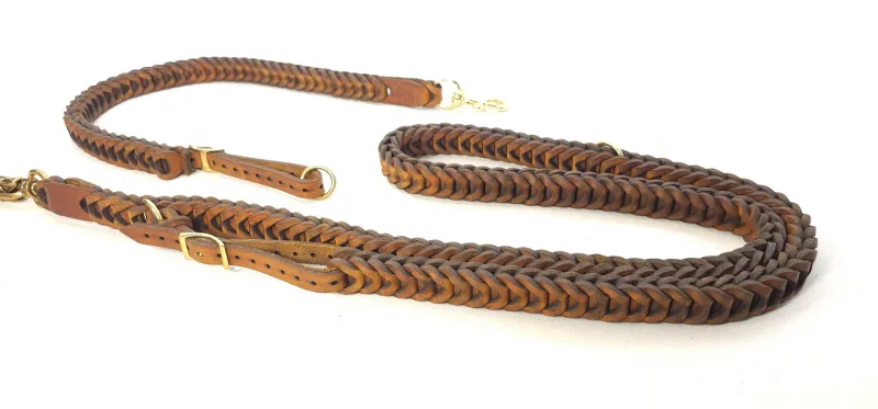 Braided cognac shoulder leash by Bolleband