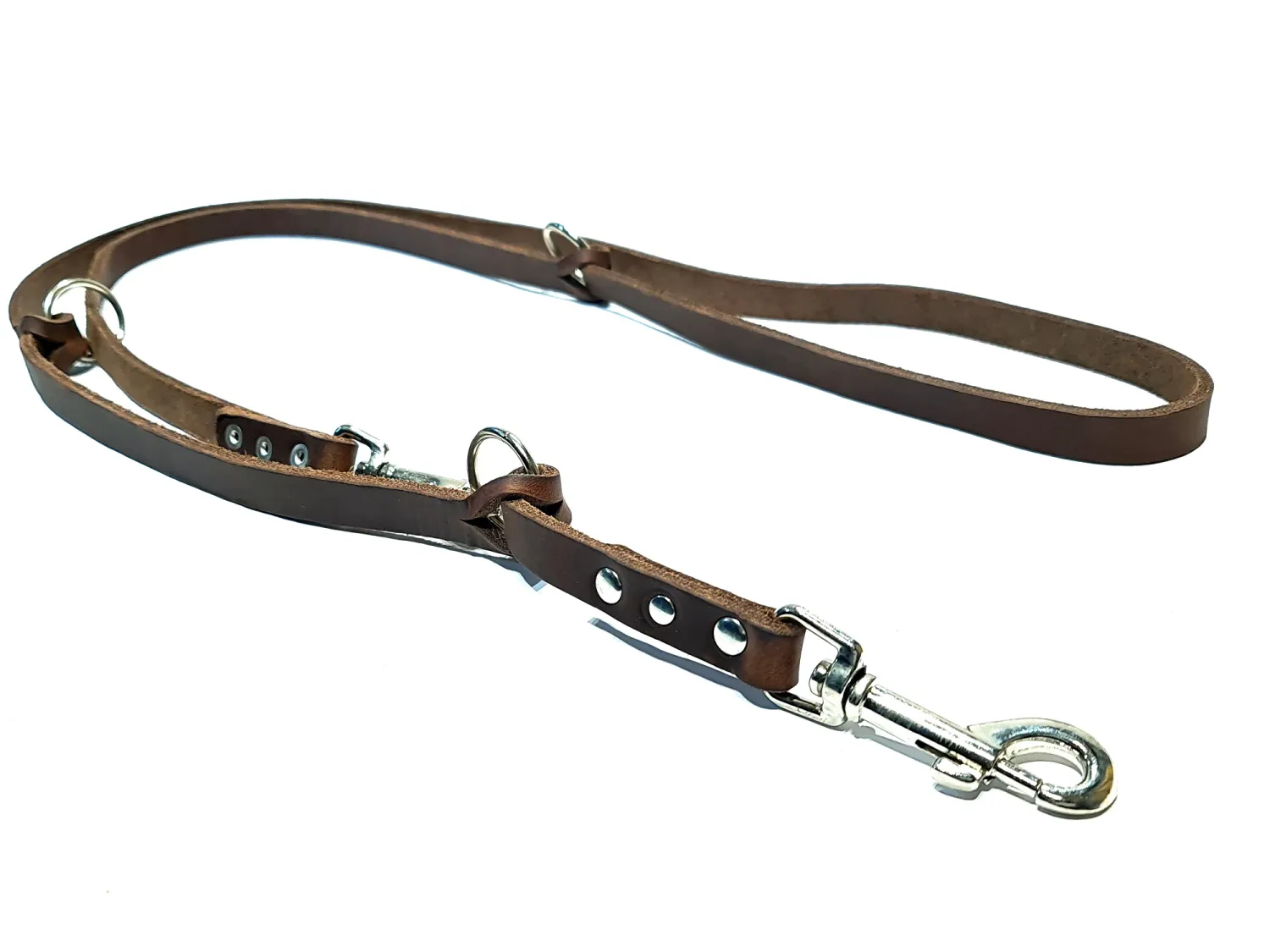 Leash oiked leather - brown - 3x adjustable