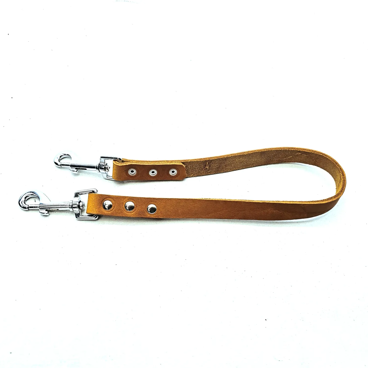 Short lead, leather, length 60 cm,  cognac