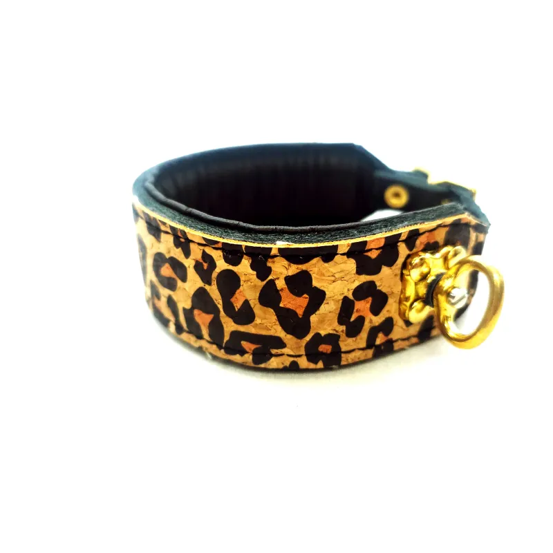 Padded Leopard Print Dog Collar, 4 cm Wide Padded Leopard Print Dog Collar, 4 cm Wide