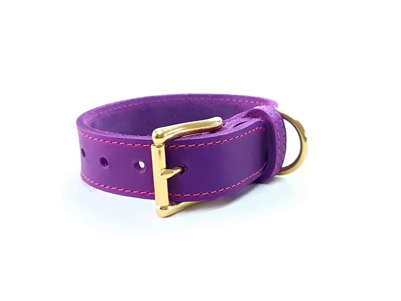 Leather collar red | 3 cm wide