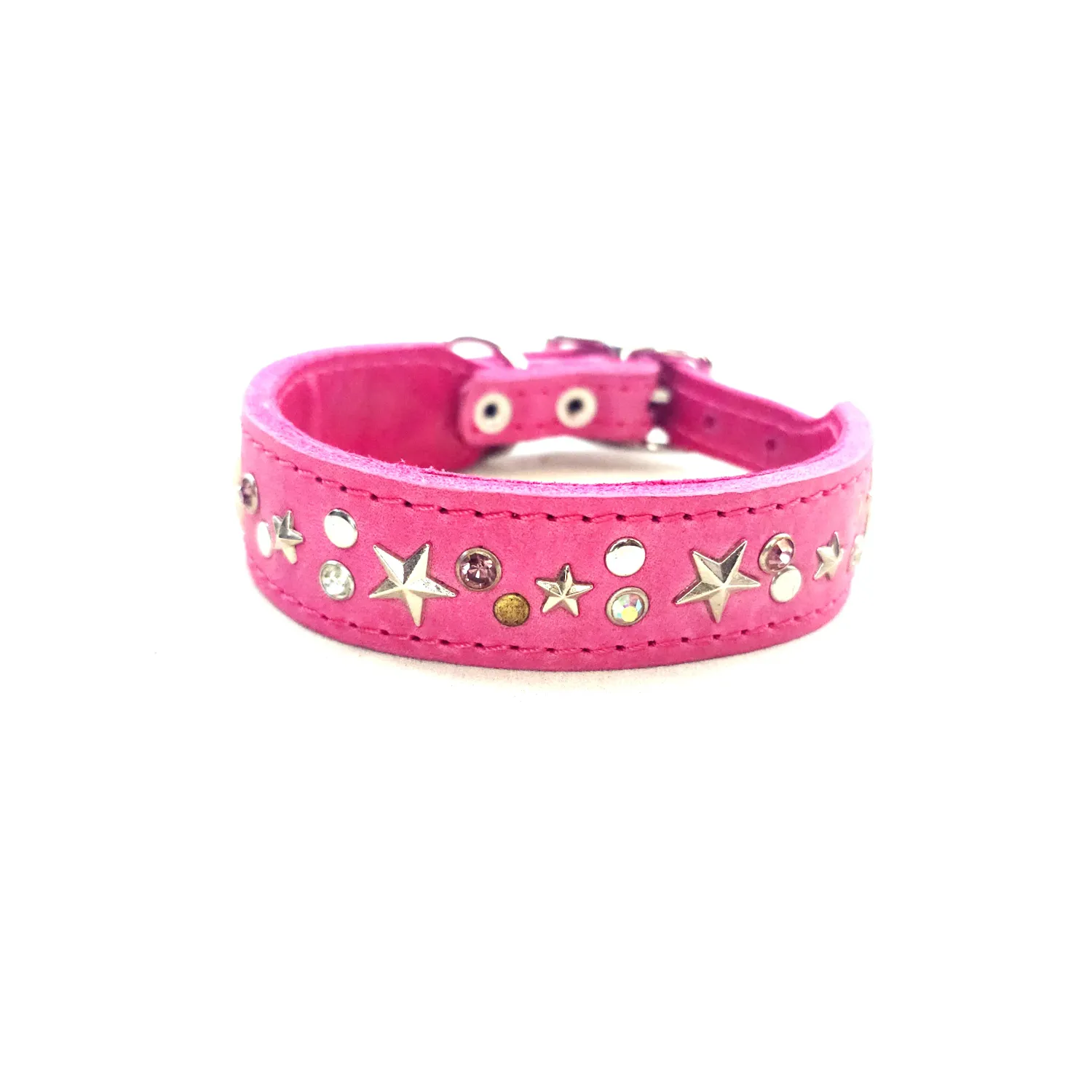 Lederhalsband Big Star pink 3 cm breit