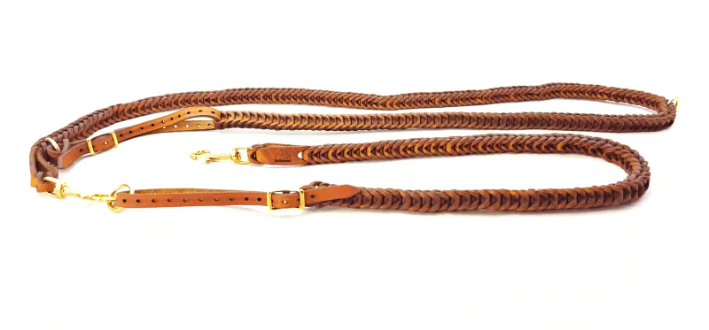 Luxury leather dog leash in cognac – special braid, outstanding feel
