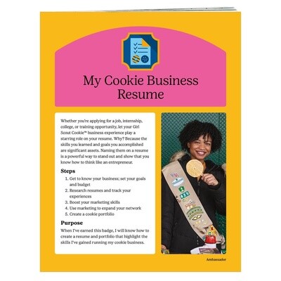 Ambassador My Cookie Business Resume Badge Requirements