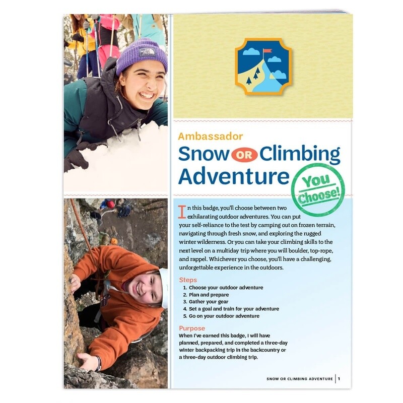 Ambassador Snow Or Climbing Adventure Badge Requirements