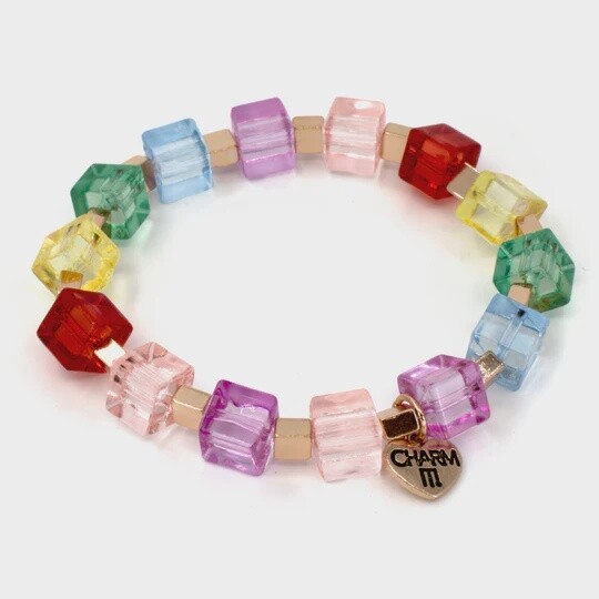 Gold Rainbow Cube Bead Stretch