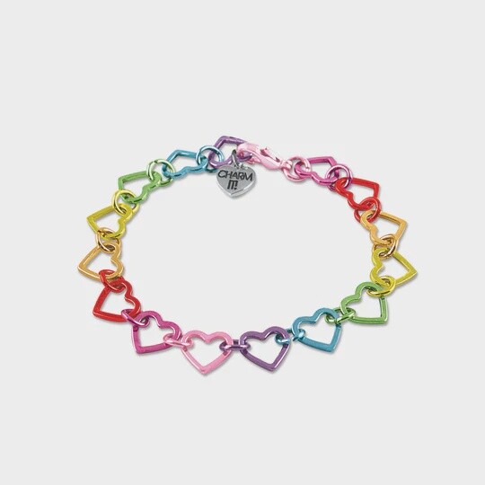 Rainbow Heart Link Bracelet