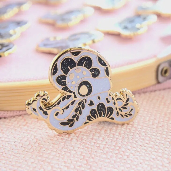 Ghost Octopus Enamel Pin