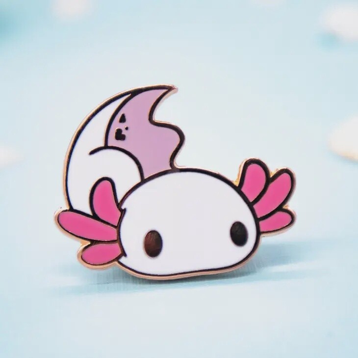 Exploring White Albino Axolotl Enamel Pin