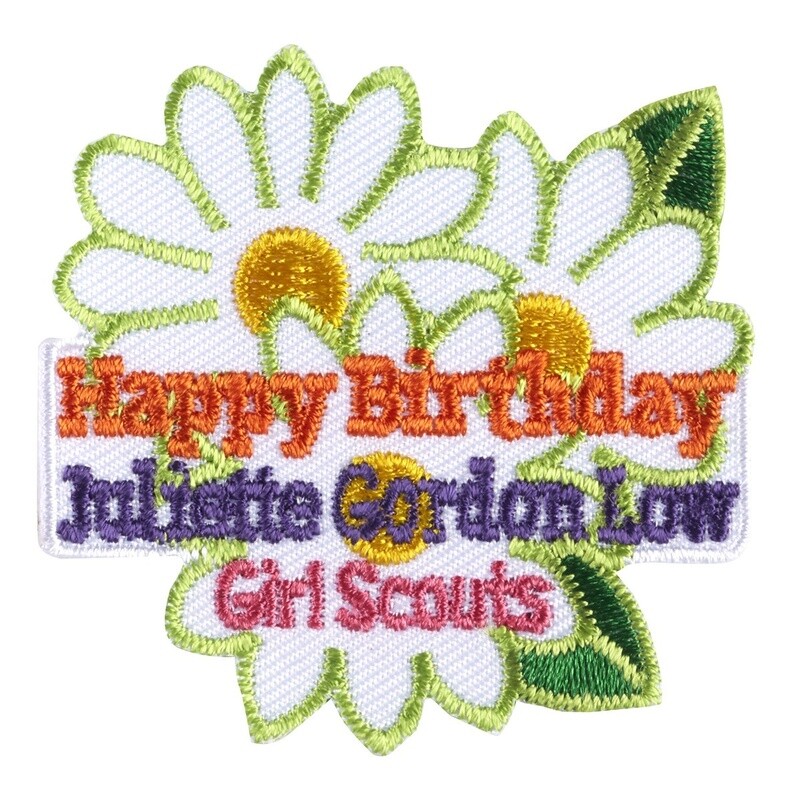 Happy Birthday Juliette Gordon Low Daisy Iron-On Patch
