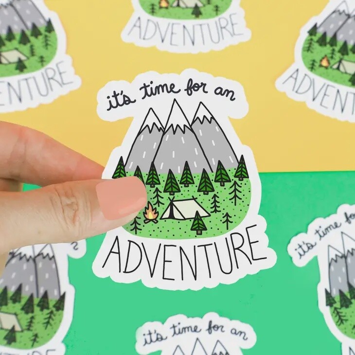 It&#39;S Time For An Adventure Mountains Vinyl Sticker