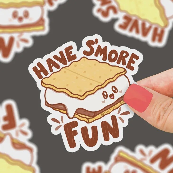 Have S'More Fun Smores Camping Water Bottle Vinyl Sticker