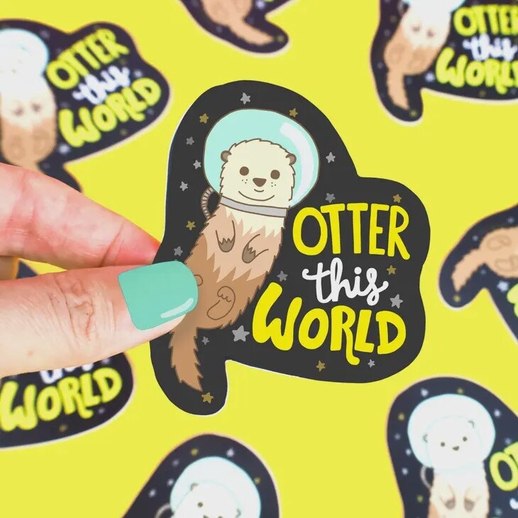 Otter This World Galaxy Holiday Gift Vinyl Sticker