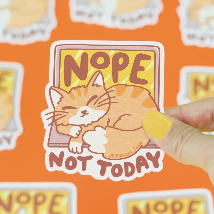 Nope Not Today Kitty Cat Holiday Gift Vinyl Sticker