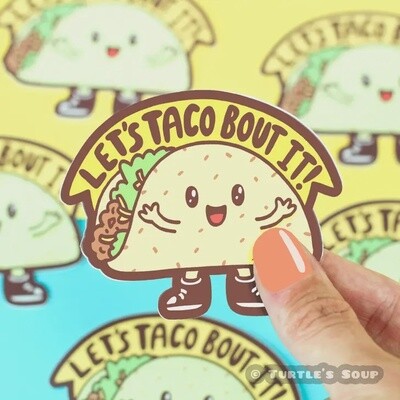 Taco &#39;Bout It Funny Food Pun Laptop Vinyl Sticker