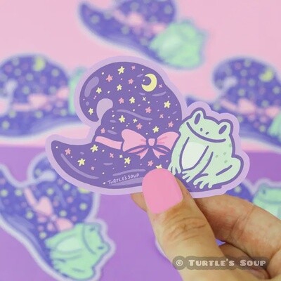 Witchy Frog Hat Halloween Costume Toad Vinyl Sticker