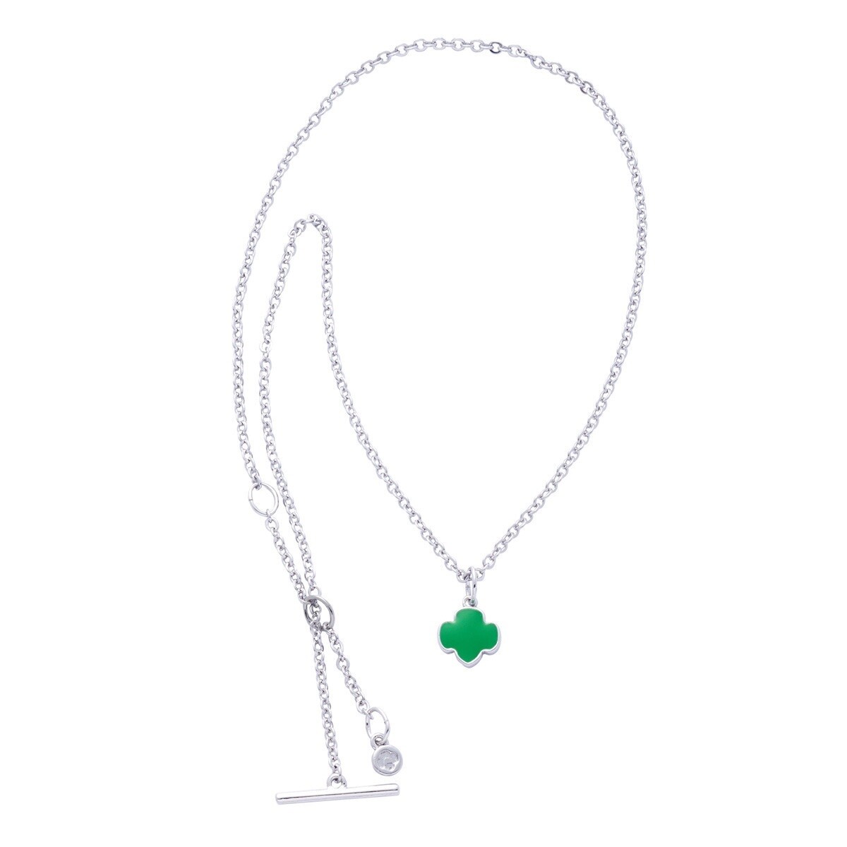 Girl Scout Charming Jewelry Collection Trefoil Charm Silvertone Necklace