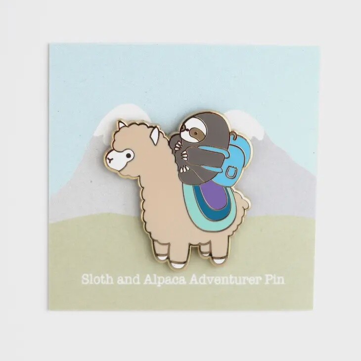 Sloth and Alpaca Adventurer Pin (Gold)