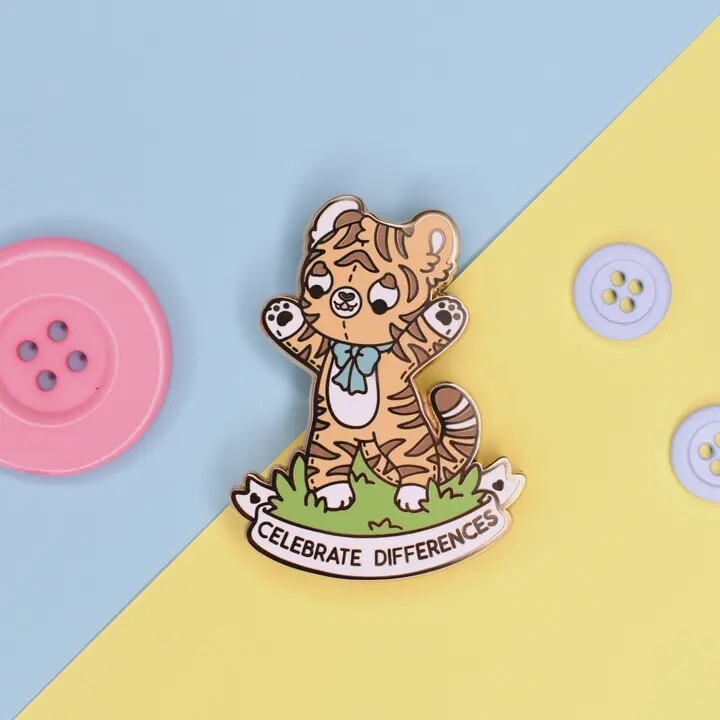 Celebrate Differences Tiger Enamel Lapel Pin