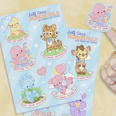Self Care Plushie Pals 2 Sticker Sheets