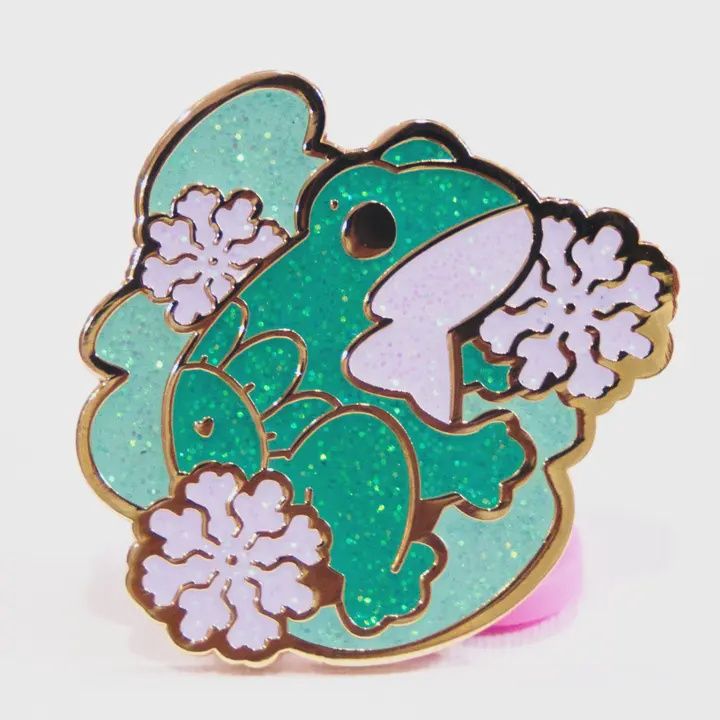 Sparkly Snowflake Toad Enamel Pin Badge