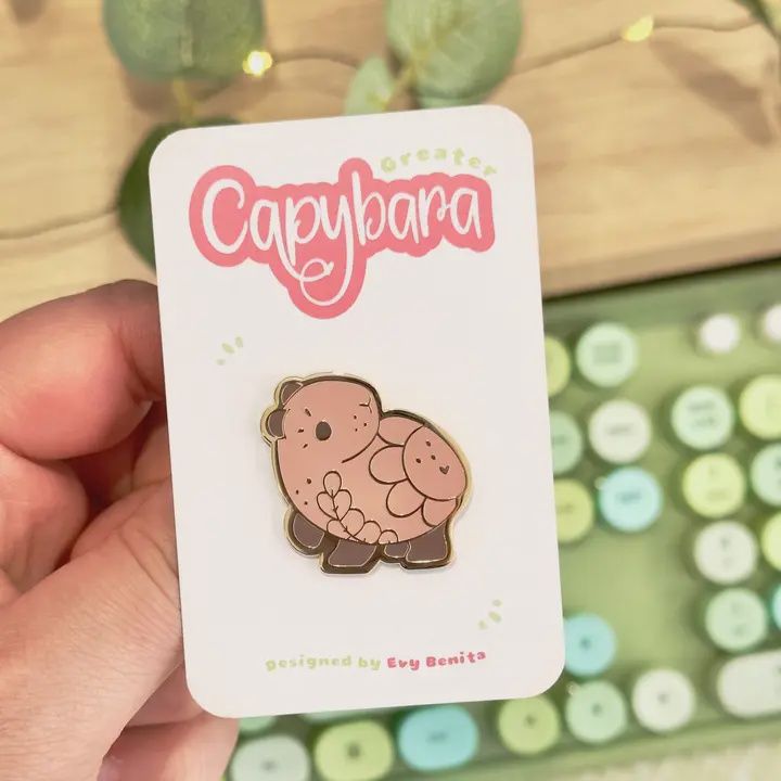 Floral Capybara Hard Enamel Pin