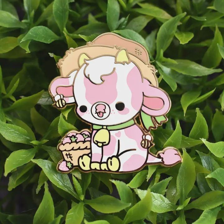 Shortcake the Strawberry Cow Enamel Lapel Pin