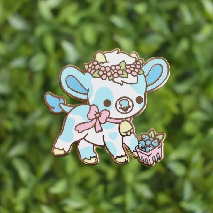 Cobbler the Blueberry Cow Enamel Lapel Pin