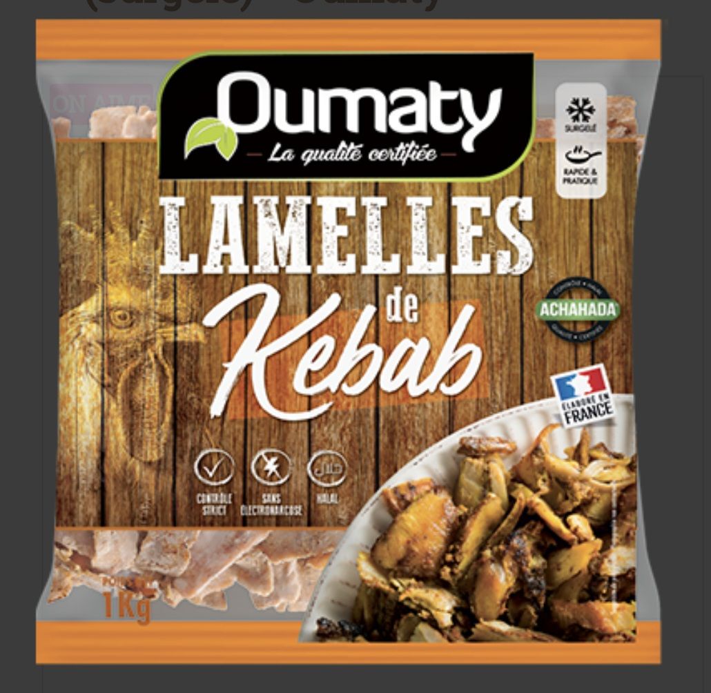 Émincés de Kebab Halal - Oumaty  certifié Achahada - Sachet 800gr (surgelé)